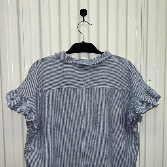 Banana Republic Size Medium Flounce Flutter Sleeve Nautical Bohemian Work Blouse - Picture 4 of 8